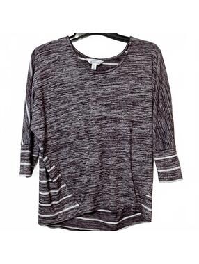 Market & Spruce Women's Coastal Chic Striped Marled Knit Lightweight Top Small